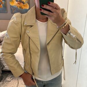 NWT Retrofete Leather Jacket Butter Yellow Ladies L